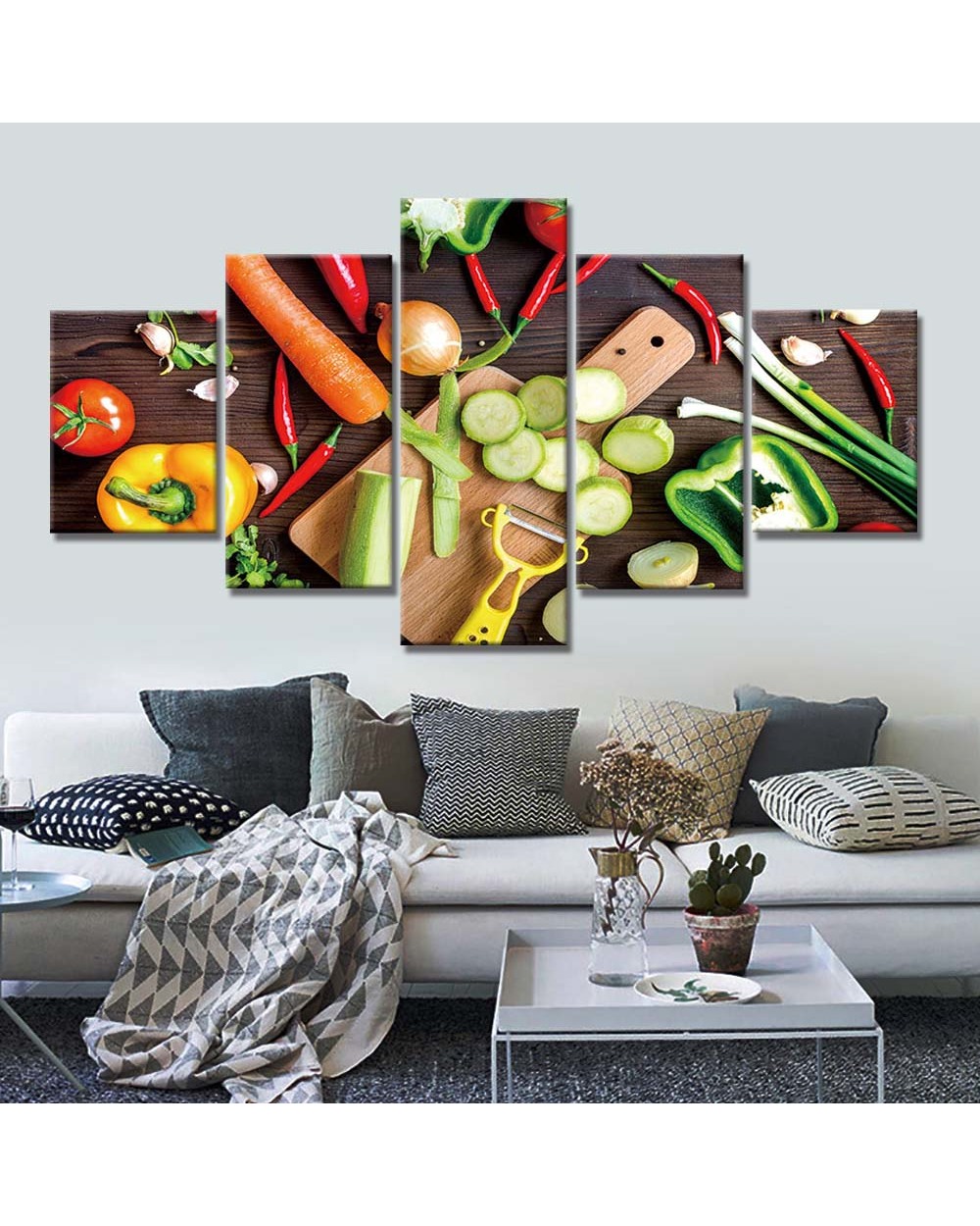 Kitchen Food Vegetable Flatlay Picture Food 5 Panel Canvas Art Wall Decor front-1