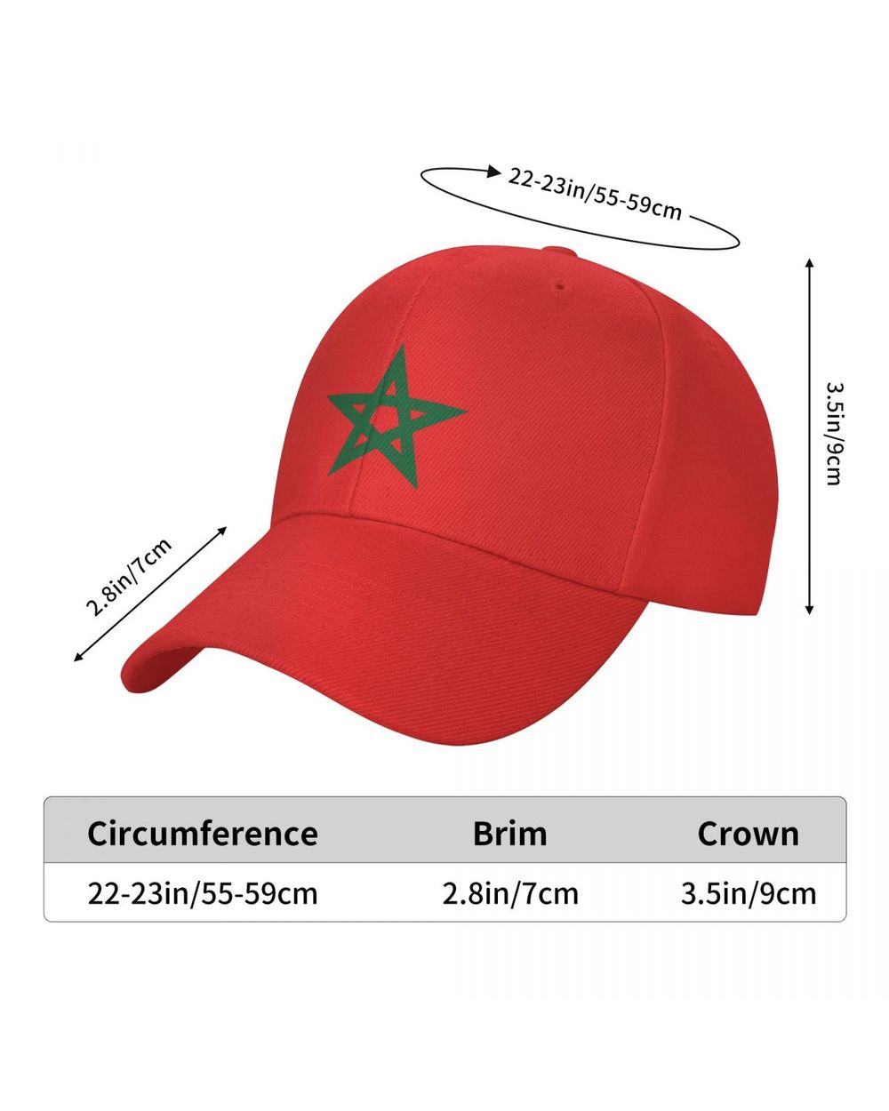 Morocco Flag Baseball Cap Unisexadult Moroccan Proud Patriotic Adjustable Dad Hat For Men Women Outdoor Sun Hats front-3