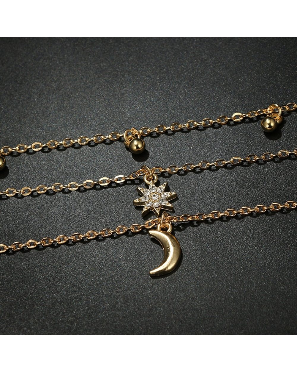 Female Necklace Multi Layered Moon Women Necklace Gold Color Necklace Girl Party Wear Gift Jewelry front-3