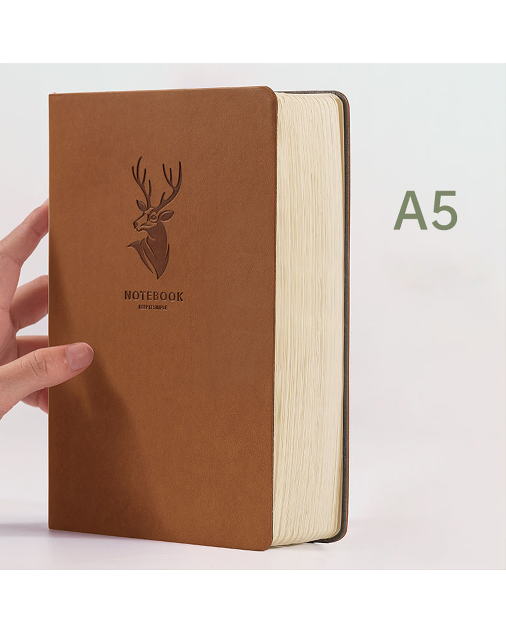 Super Thick! 416 Pages Leather Deer Notebook A5 Daily Notebook Business Office Daily Work Notepad For 1-2 Years Writing front-0