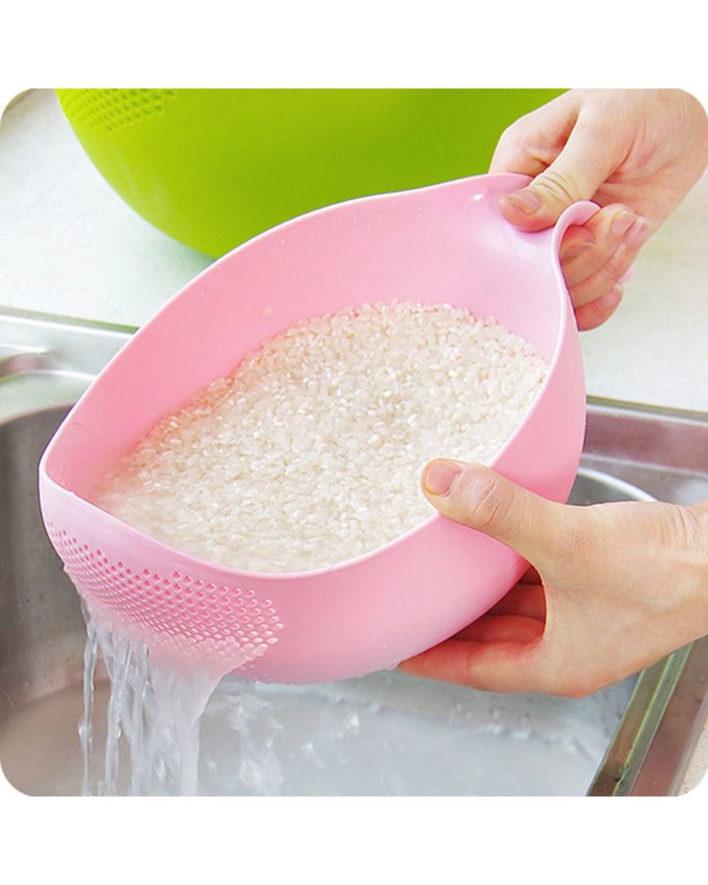 Kitchen Rice Washing Rice Strainer Bowl Food Grade Pic Colorful Thickening Drain Washing Basket Kitchen Gadgets 2020 front-0