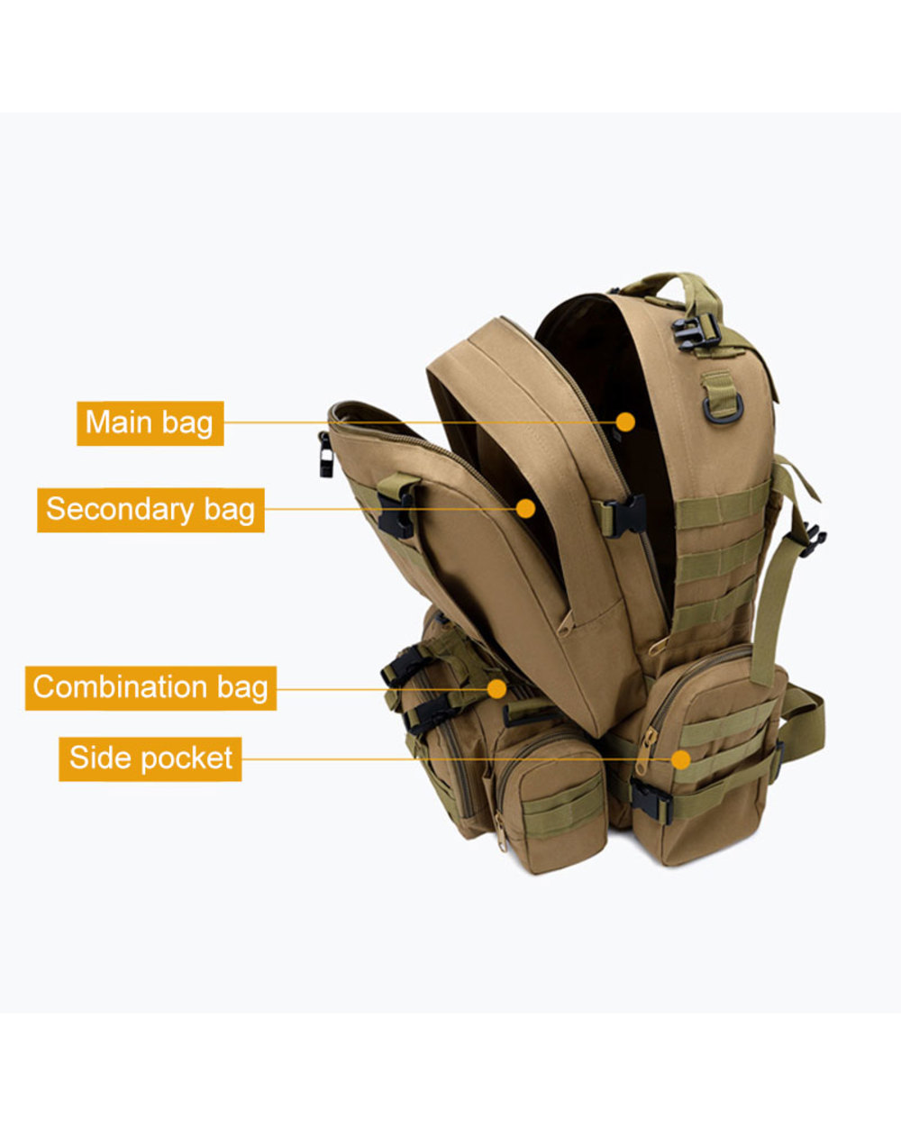 1000D 50L Nylon Waterproof Trekking Fishing Hunting Bag Backpack Outdoor Military Rucksacks Tactical Sports Camping Hik front-2