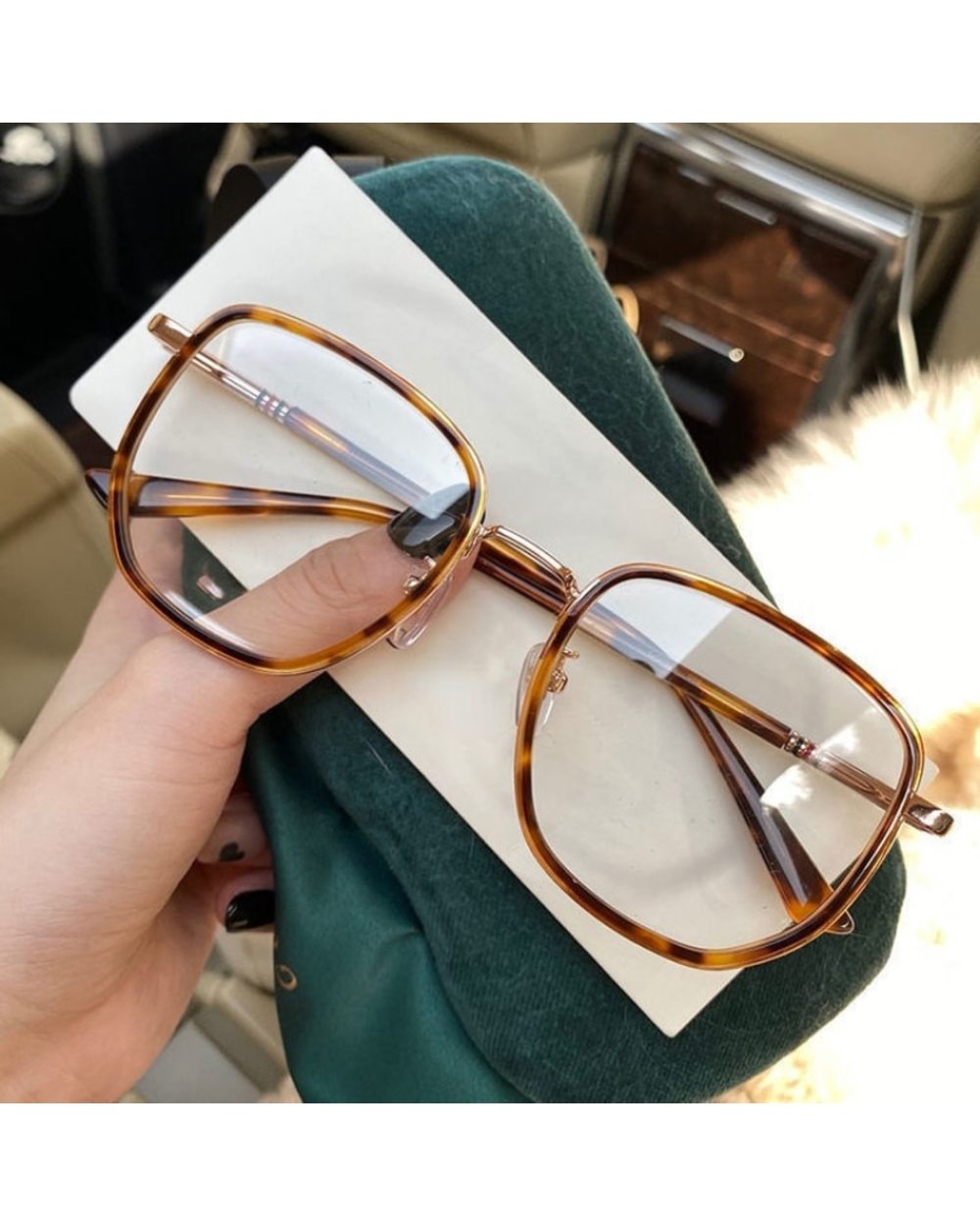 Myopia Glasses Blue Light Resistant Large Frame Glasses Fashion Leopard Girl Transparent Glasses Korean Style Myopia Gl front-5