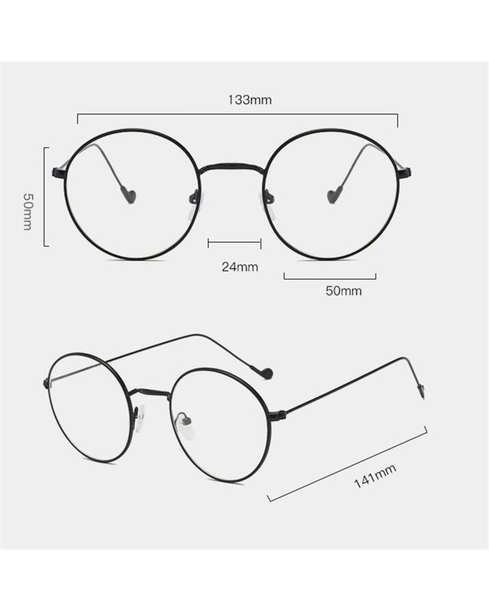 Women Round Metal Glasses Frame With Degree Men Ultralight Finished Myopia Glasses -0.5 -1 -1.5 -2 -2.5 -3 -3.5 -4 -4.5 front-1