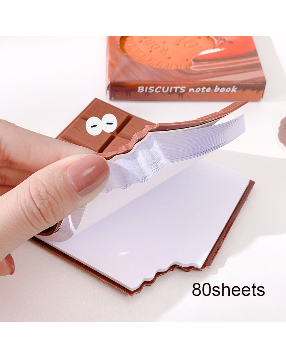 80 Sheets Creative Chocolate Shape Sticky Notes Notebooks Memo Pads Kawaii Mini Blank Notepad Child School Supplies Cut front-3