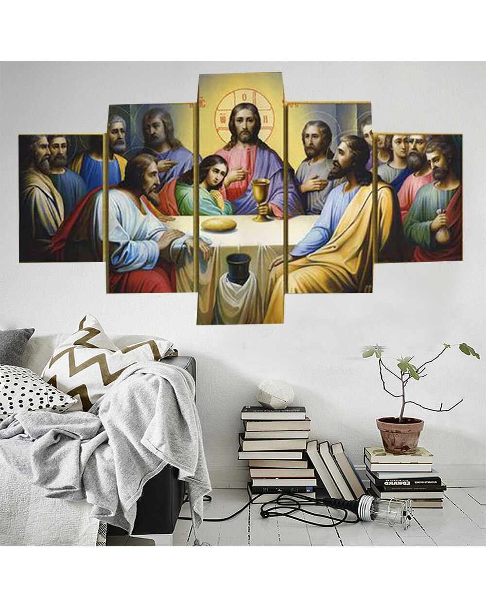 Religion Poster Christian Picture Print Christian 5 Panel Canvas Art Wall Decor front-0