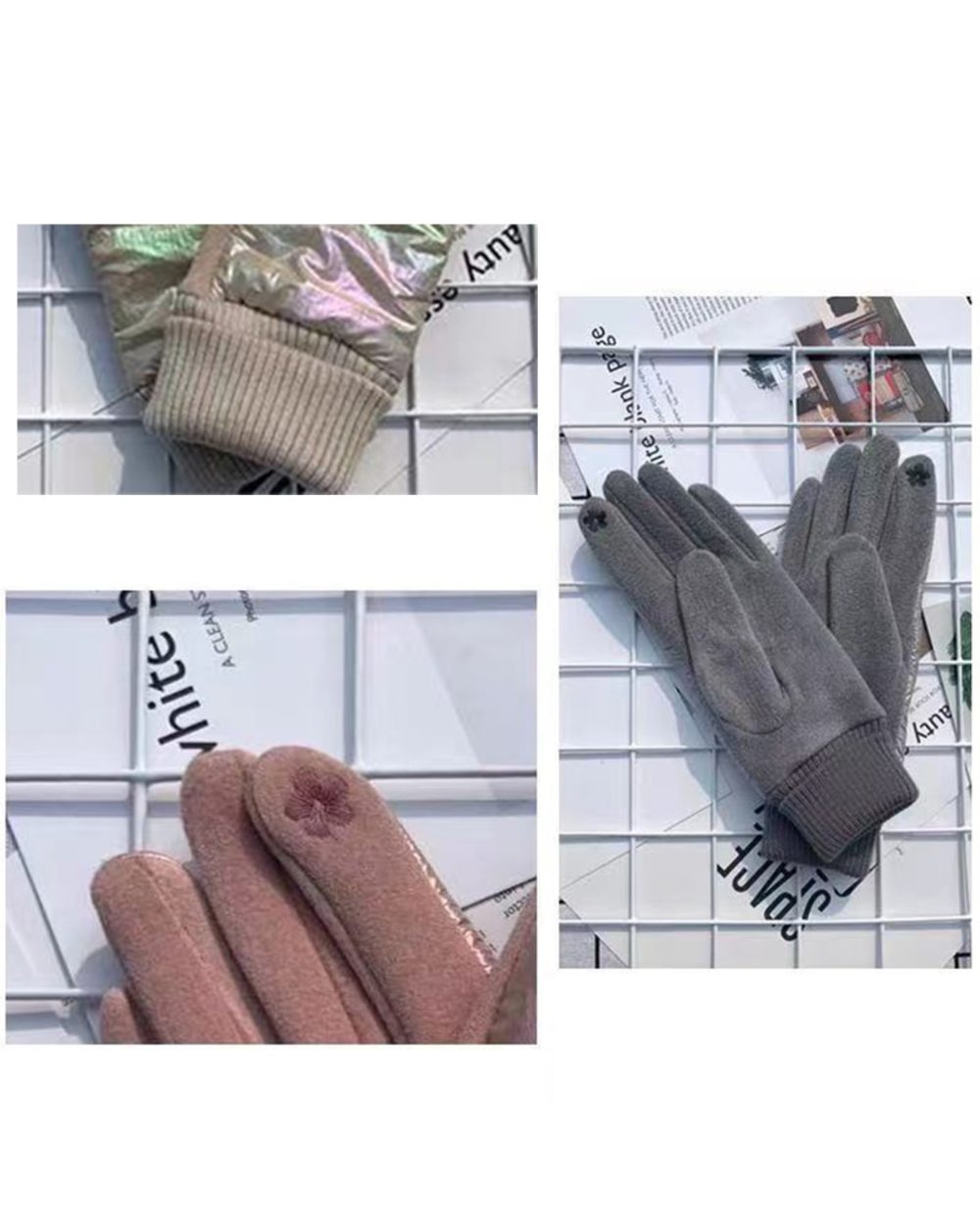 New Fashion Grace Lady Glove Mittens Women Winter Vintage Driving Cycling Keep Warm Touch Screen Glossy Windproof Glove front-2