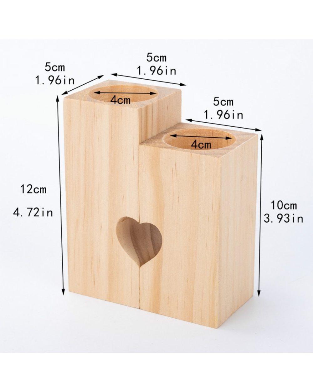 2 Pieces Wood Heart Shaped Candlestick Ornaments for Couple Valentine's Day Gifts Romantic Gift Ideas front-3