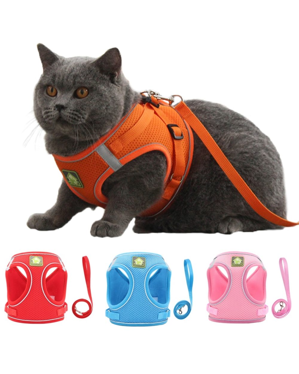 Reflective Puppy Cat Harness Vest front-0