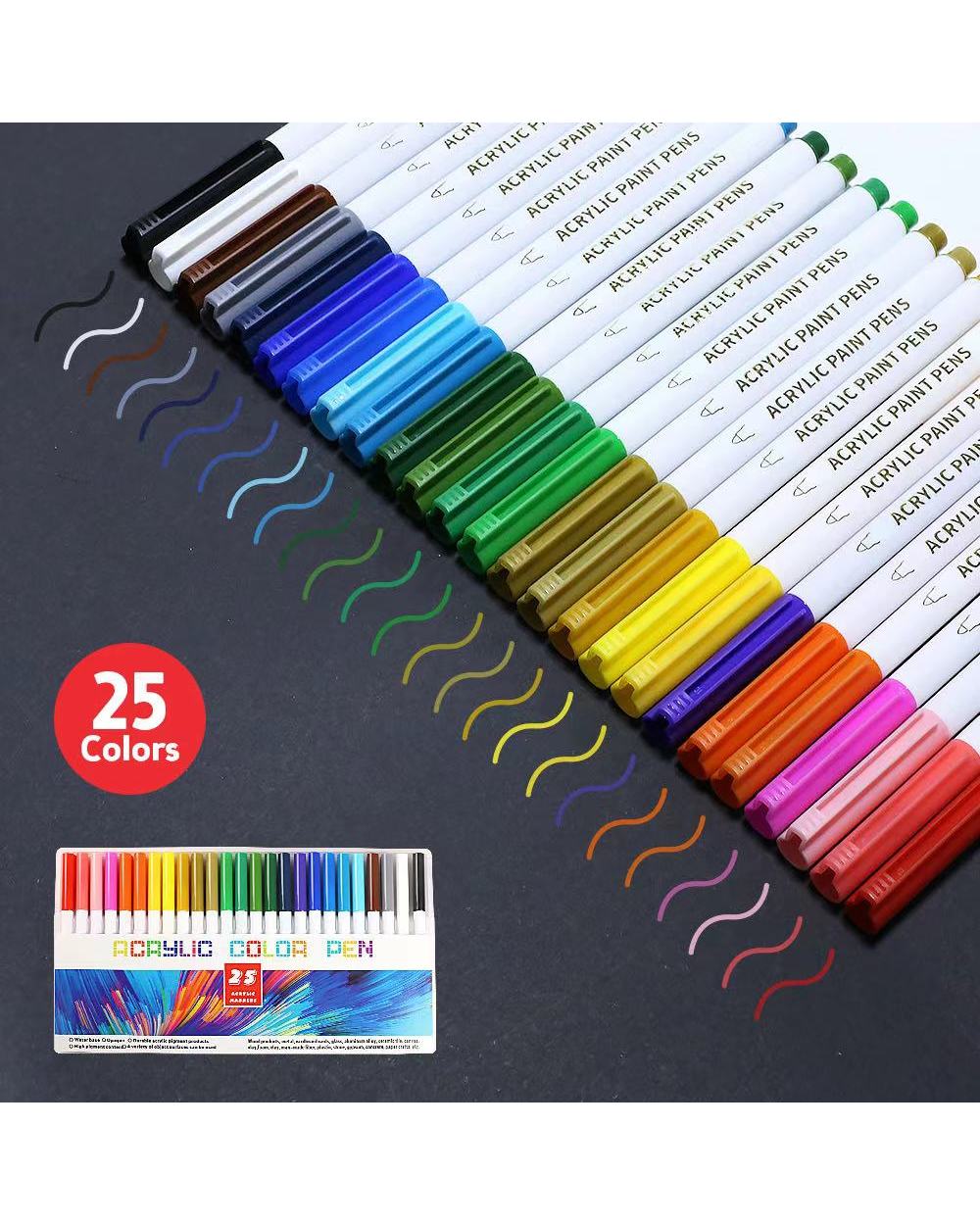 21/25 Color Permanent Acrylic Paint Marker Pens for Fabric Canvas , Art Rock Painting, Card Making, Scrapbooking front-0