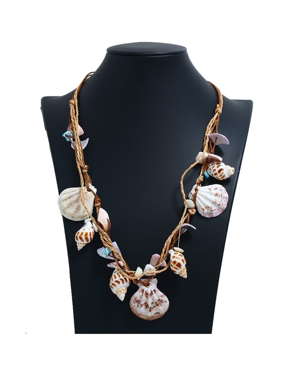 Bohemian Summer Beach Necklace Pendant Natural Sea Shells Pearl Charm Chain Necklace Boho Handmade Trendy Seashell front-0