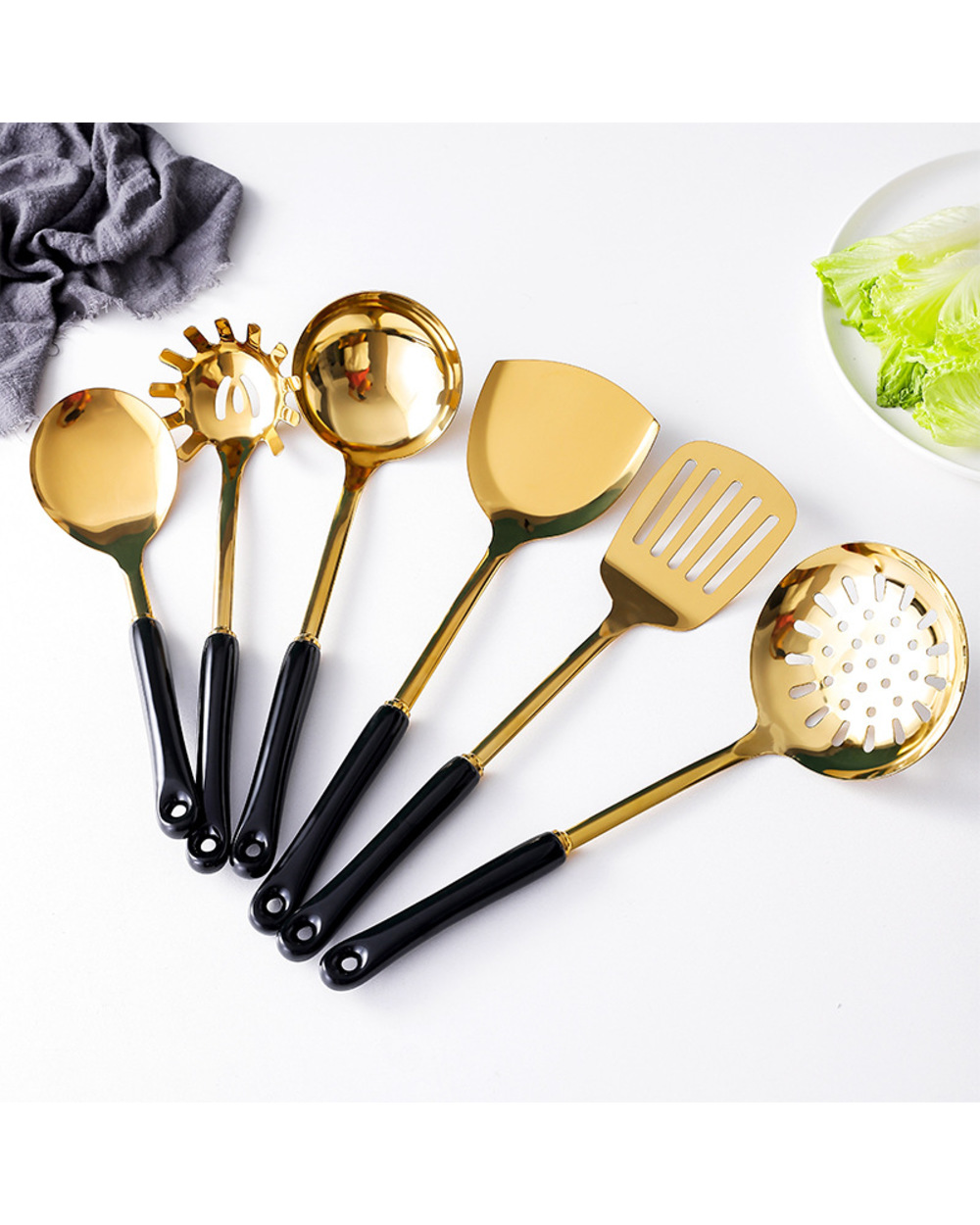 New Ceramic Handle Kitchenware Cooking Utensils Set Heat Resistant Kitchen Non-Stick Cooking Utensils Baking Tools Stor front-4
