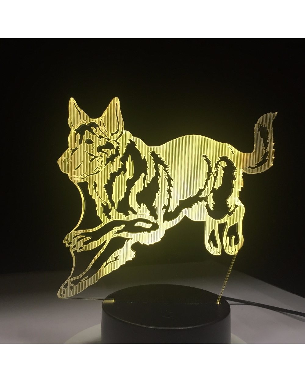 German Shepherd Running Dog 3D Night Lamp Hologram 3D Decor Lamp Colorful Table Desk Lights Birthday Gift For Children front-3