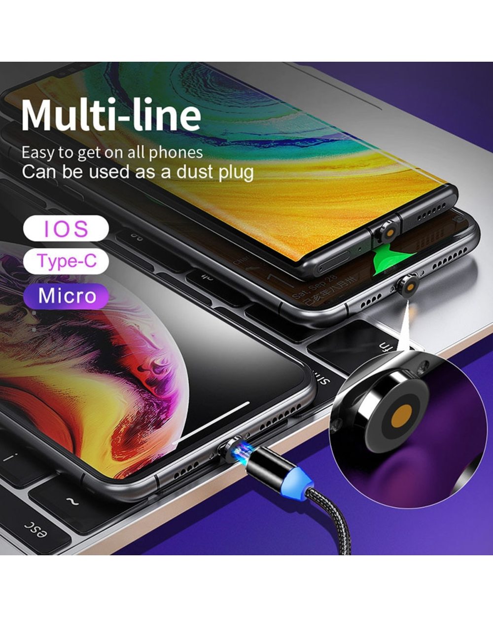 Magnetic Charging Cable 360 Rotating front-4
