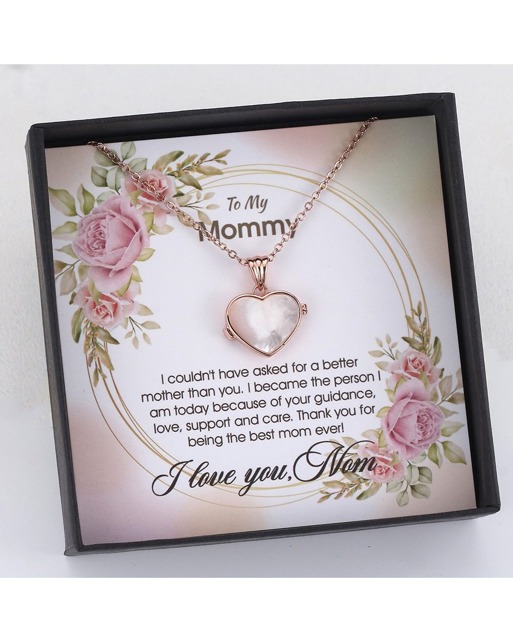 To My Mommy Necklace Gift for Mom Mother Of Pearl Clover Heart Necklace 925 Sterling Silver Jewelry front-0