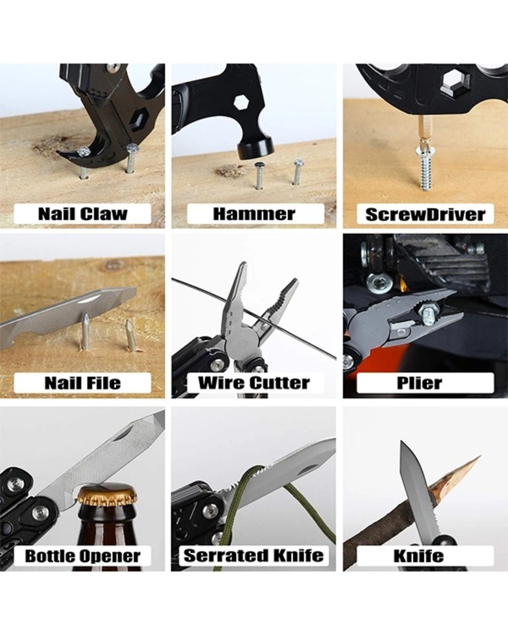 Portable MultiTool With Hammer, Screwdrivers, Nail Puller front-1