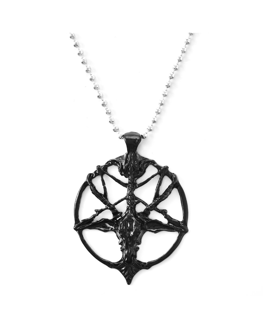 Fashion Vintage Women Men Pentagram Pan God Skull Goat Head Pendant Chain Necklace Jewelry front-3