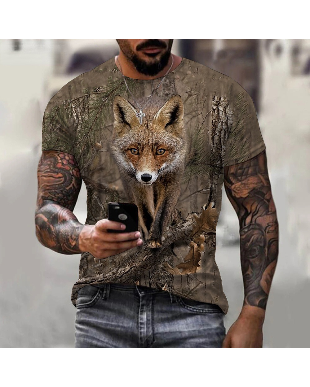 Hunting Animal T Shirts Mens Womens Printed Short Sleeves Street Casual Oversized Clothing front-3