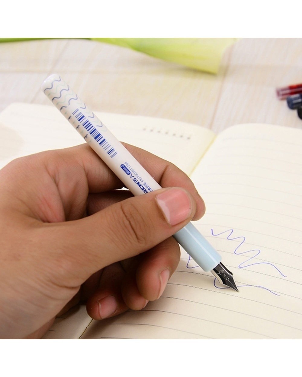 15 Pcs/Set Fountain Pen Set Office School Supplies Fountain Pen Metal Erasable Pen Replaceable Blue Gift Box front-5