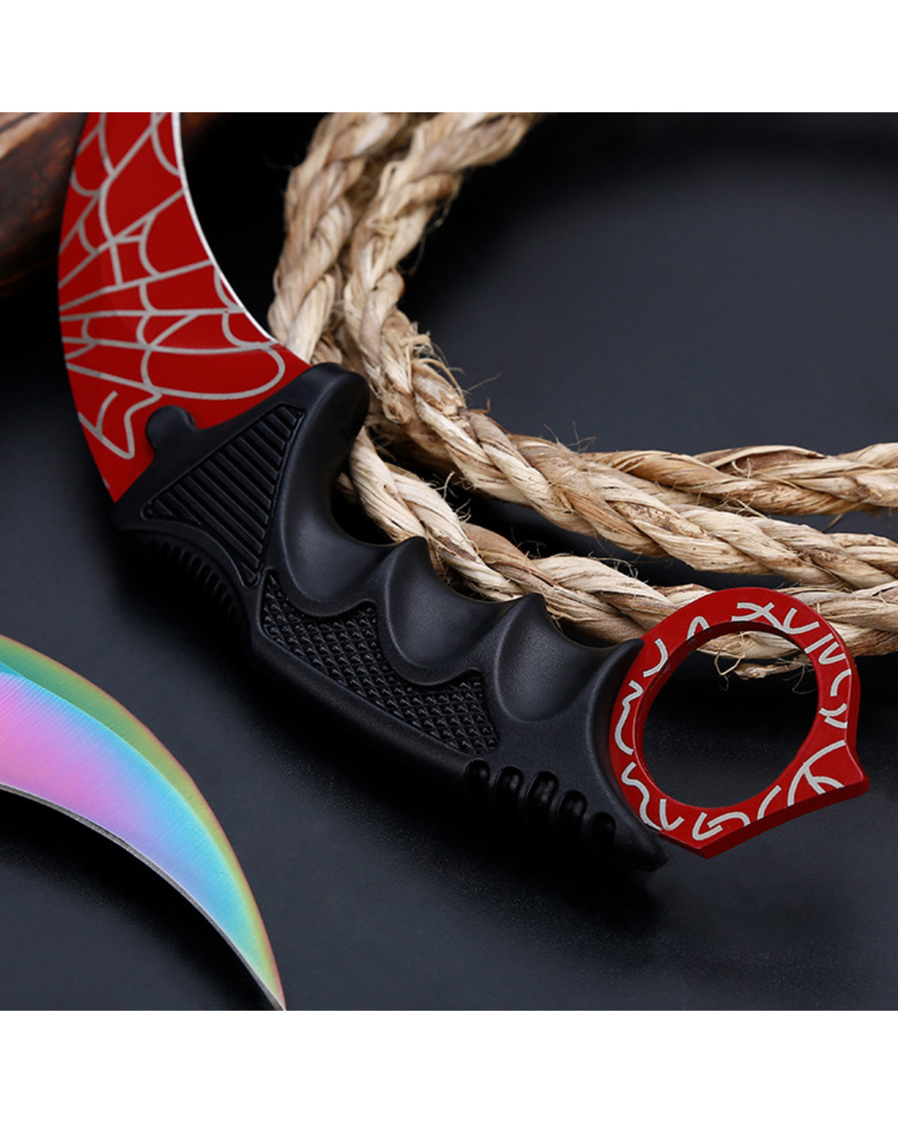 Real Counter Strike Karambit Knife Fixed Blade Lore Sheath Tiger Tooth Rainbow Tactical Survival Tool Hunting Knifes front-3