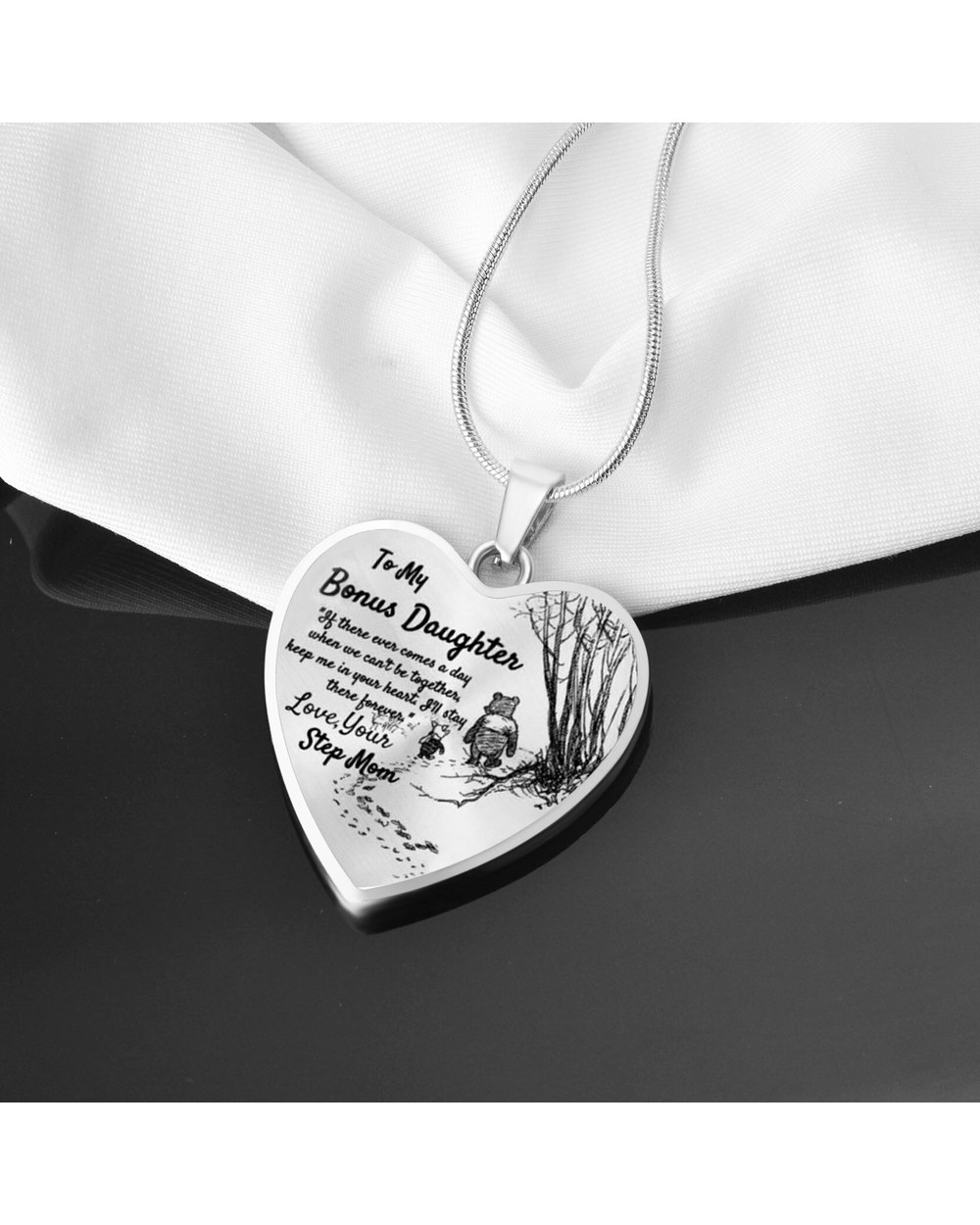 To My Daughter Heart Necklace Pendant Bear Necklace Gifts for Daughter front-3