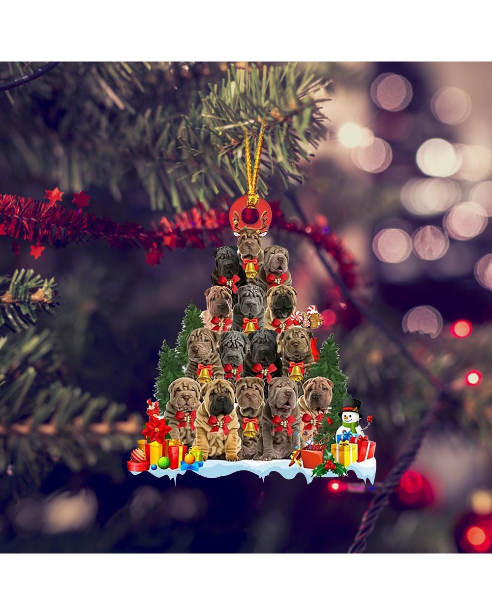 Christmas Dog Ornament Decorations Many Cute Dogs Christmas Tree Hanging Ornaments Xmas Tree Shape Puppy Decor Pendant front-2