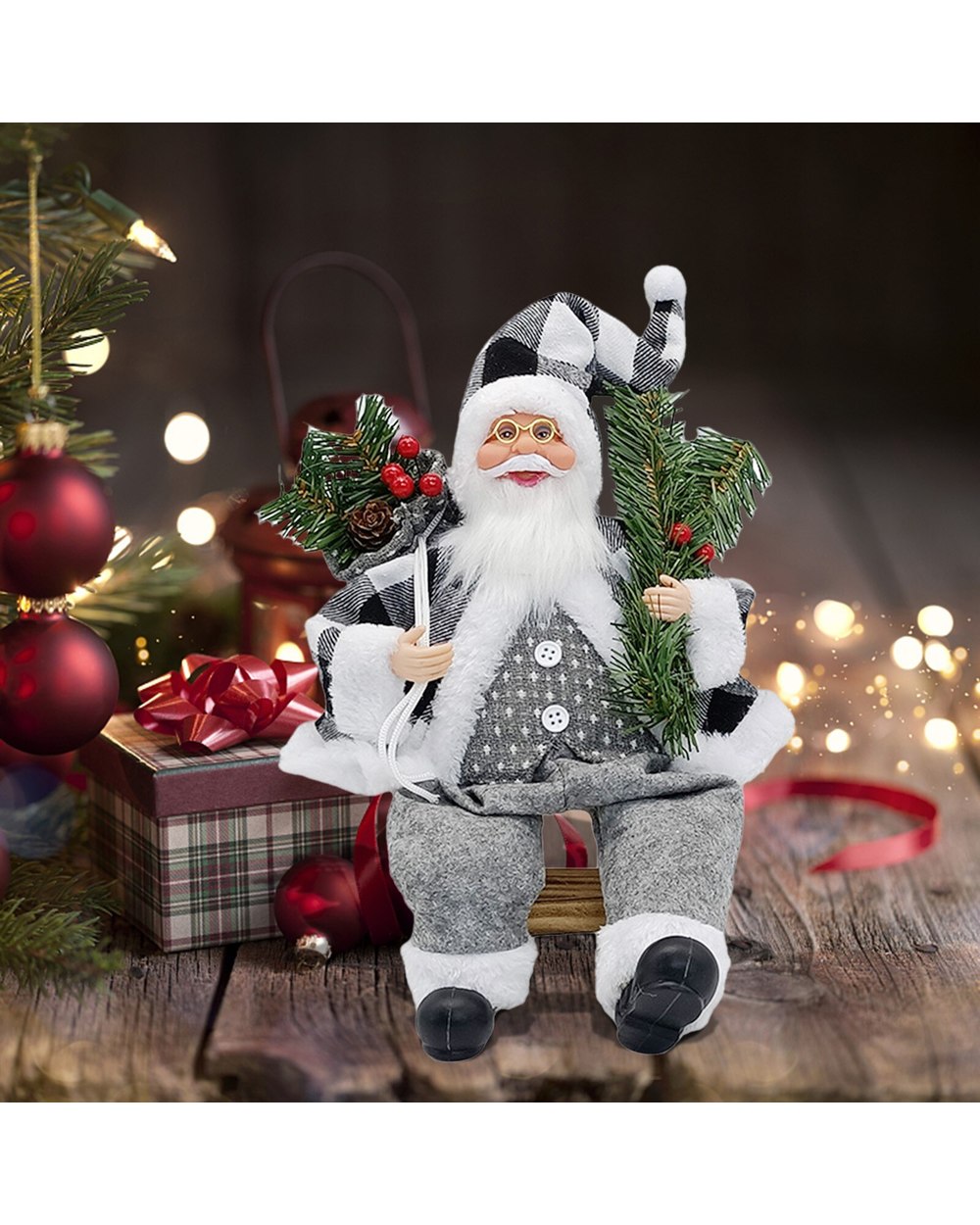 Christmas Standing Elderly Doll Ornament Pendant Christmas Ornaments front-4