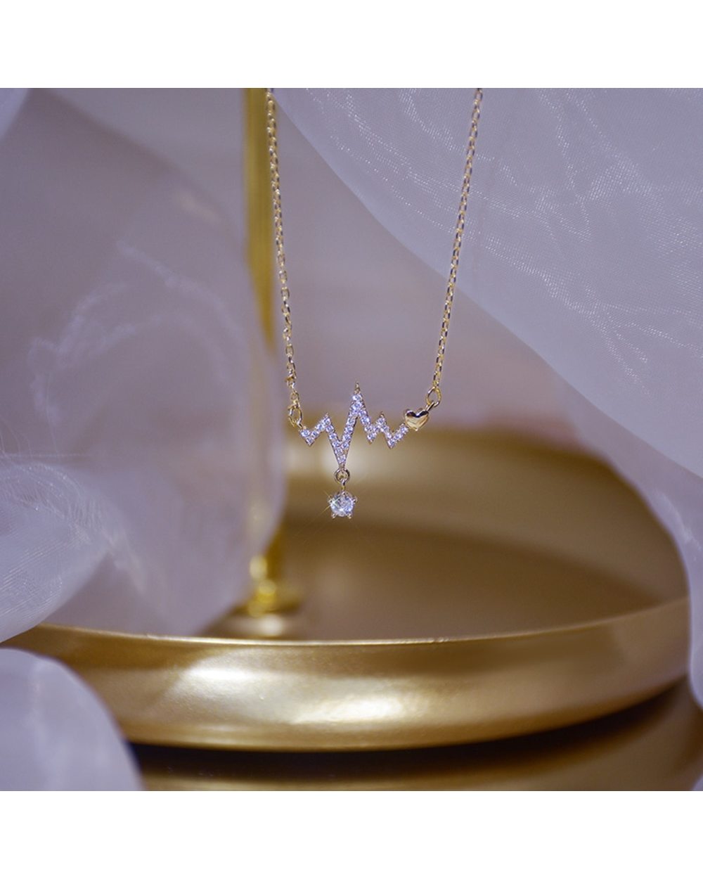14K Real Gold Fashion Design Signal Fluctuation Shape Necklace front-5
