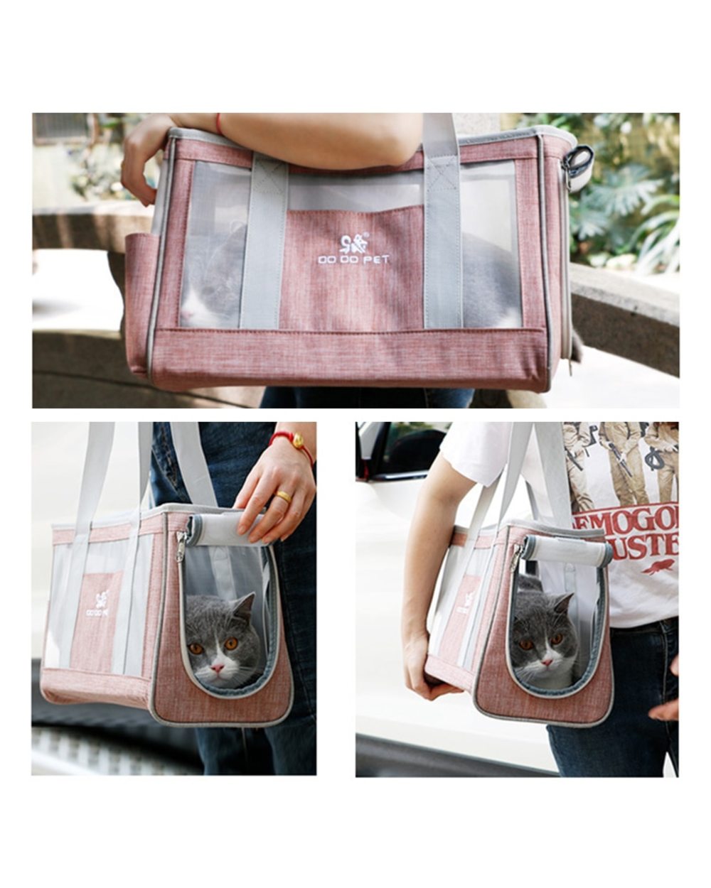 Breathable Cat Carrier Bag Cute Cats Transporter front-4