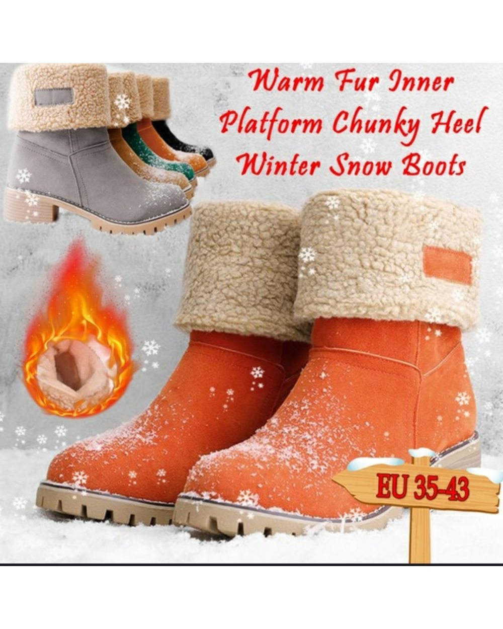 Boots Winter Outdoor Keep Warm Fur Boots Waterproof Women's Snow Boots Thick Heel With Round Head Short Boot VG06 front-0
