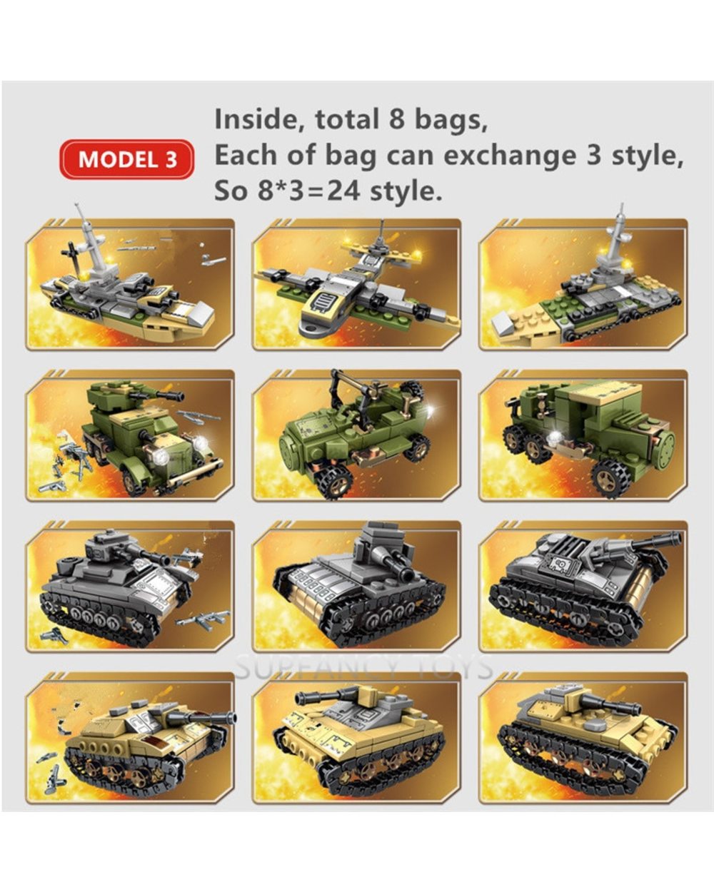 High tech Military Iron Empire Tank Building Blocks Sets Weapon War Chariot Bricks Army WW2 Soldiers Kids front-3