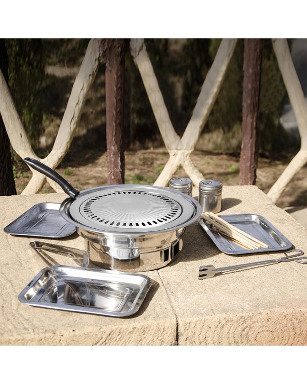 Korean BBQ Smokeless Nonstick Stovetop Barbecue gas Grill Pan for Indoor Outdoor Kitchen cooking utensils BBQ Tool front-3