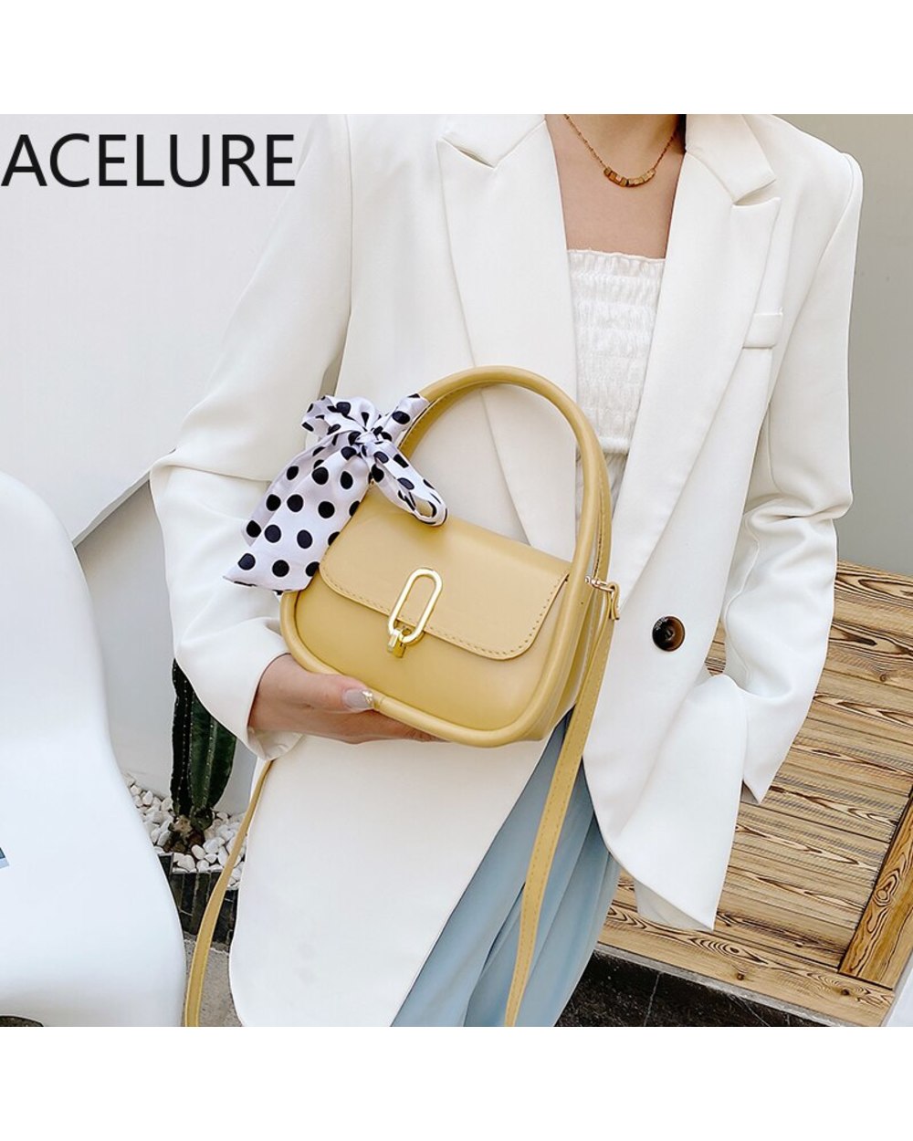 ACELURE Solid Color Soft PU Leather Small Shoulder Crossbody Bags for Women Elegant Ladies Cover Messenger Bags front-4