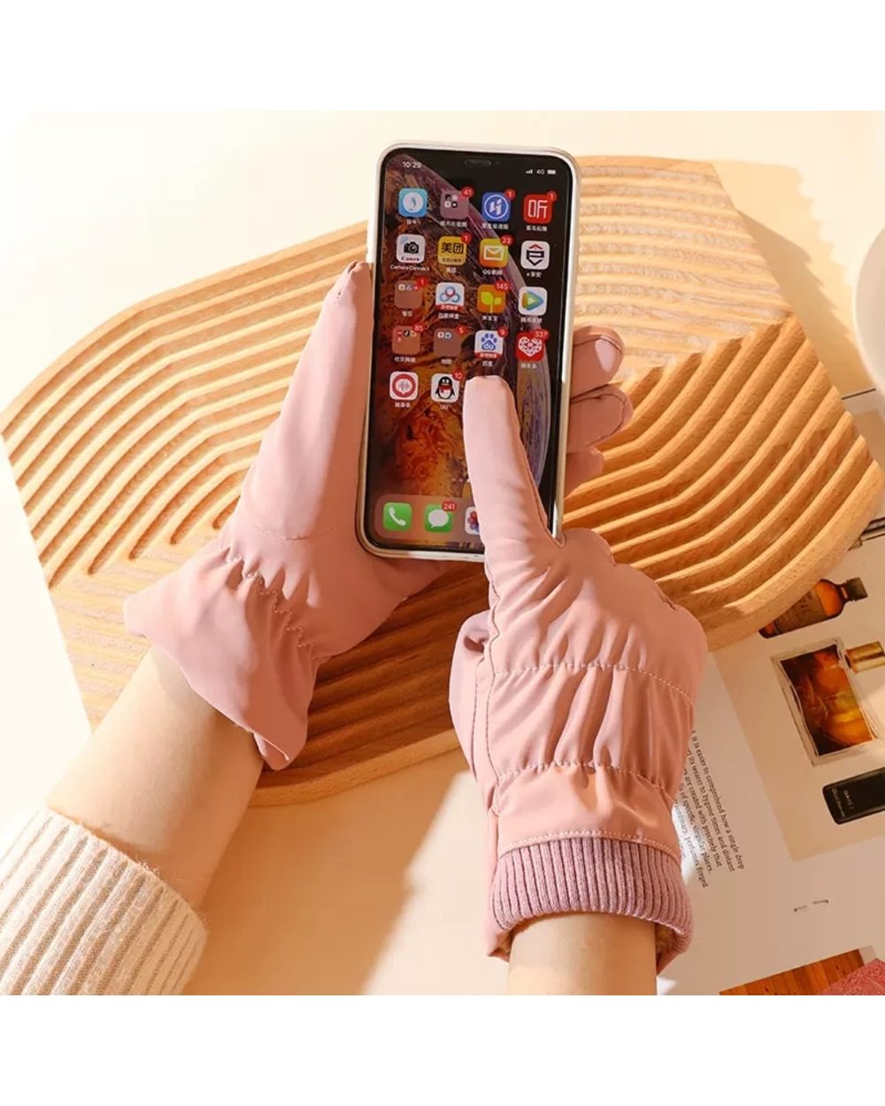 Gloves Women Winter Windproof Waterproof Touch Screen Internal Plush Keep Warm Skin-Friendly Outdoor Driving Female Ski front-3