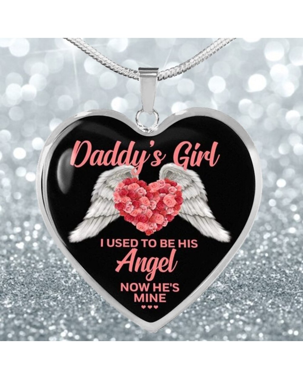 I Used To Be His Angel and Now He Is Mine Heart Pendant Necklace front-1