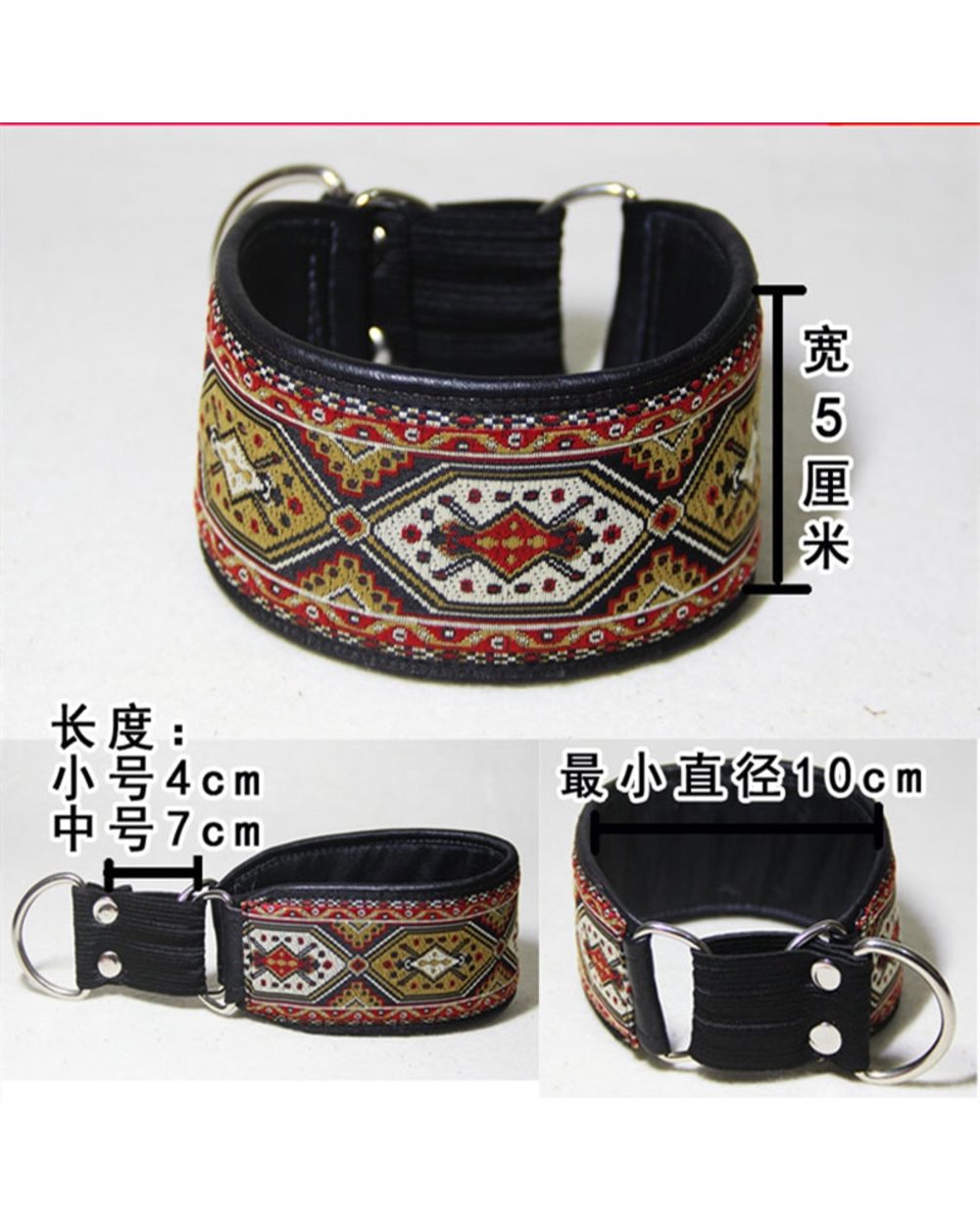 Sheepskin Material Dog Collar Large Medium and Small Dog Collar Greyhound Greyhound Small Dog Ethnic Leather Collar front-3