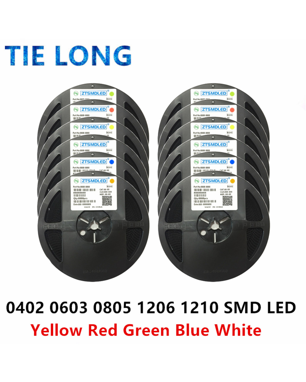 1Reel 0402 0603 0805 1206 1210 Smd Led Diodes Light Yellow Red Green Blue White 5000Pcs 4000Pcs 3000Pcs 2000Pcs front-0