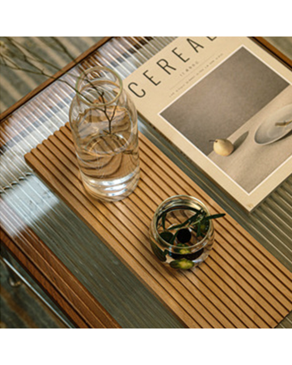 Nordic Wooden Chopping Block Bread Tray Water Ripple Board Dessert Food Cushion For Afternoon Tea Useful Kitchen Organi front-5