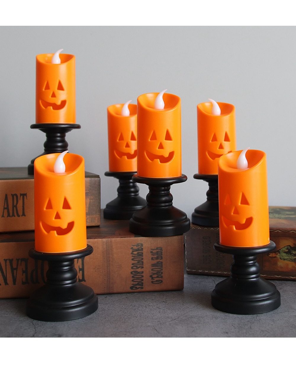 Halloween Lights LED Candle Pumpkin Candlestick Lamp Scery Spider Happy Halloween Carnival Party Decoration front-0
