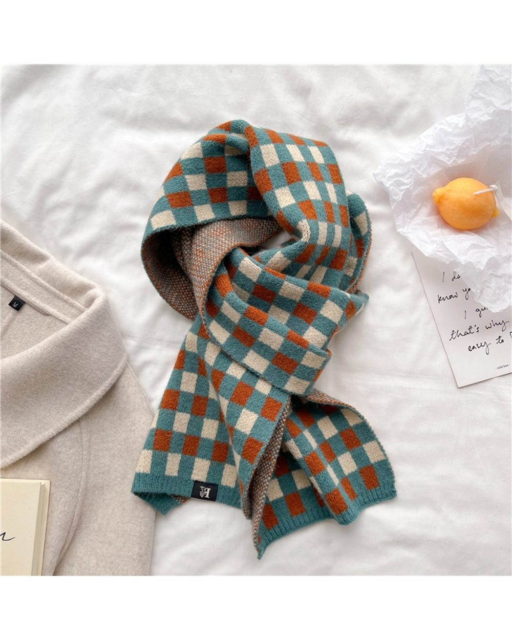2022 Fashion Solid Knitted Long Scarf Women Winter Warm Woolen Yarn Animal Shawl Wraps Female Neckerchief Foulard Bufan front-5
