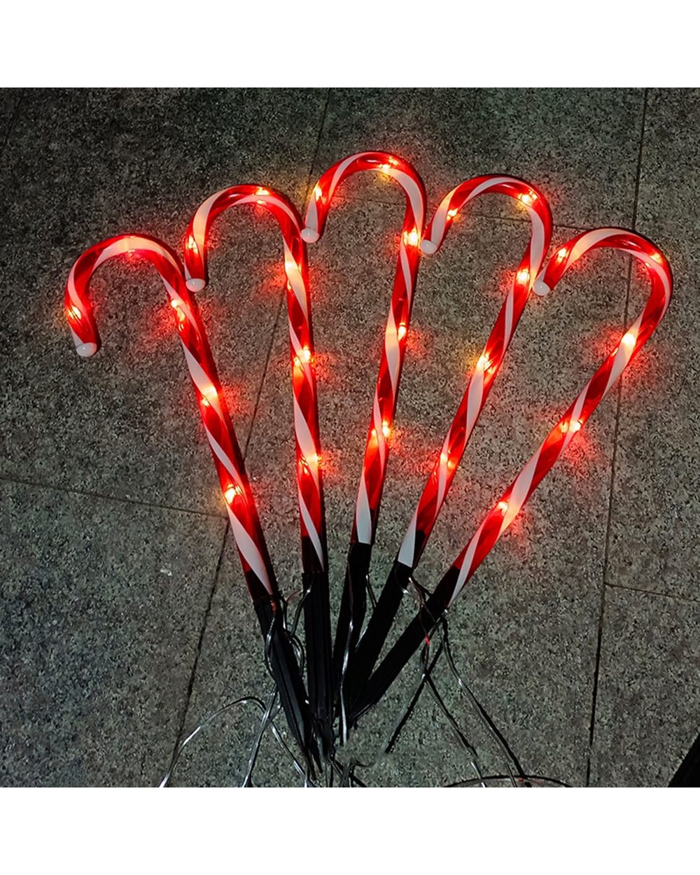 5Pcs New Year Christmas Decoration Solar LED Lights Christmas Candy Cane Lights Lawn Lamp Outdoor Ground Lighting Decor front-4