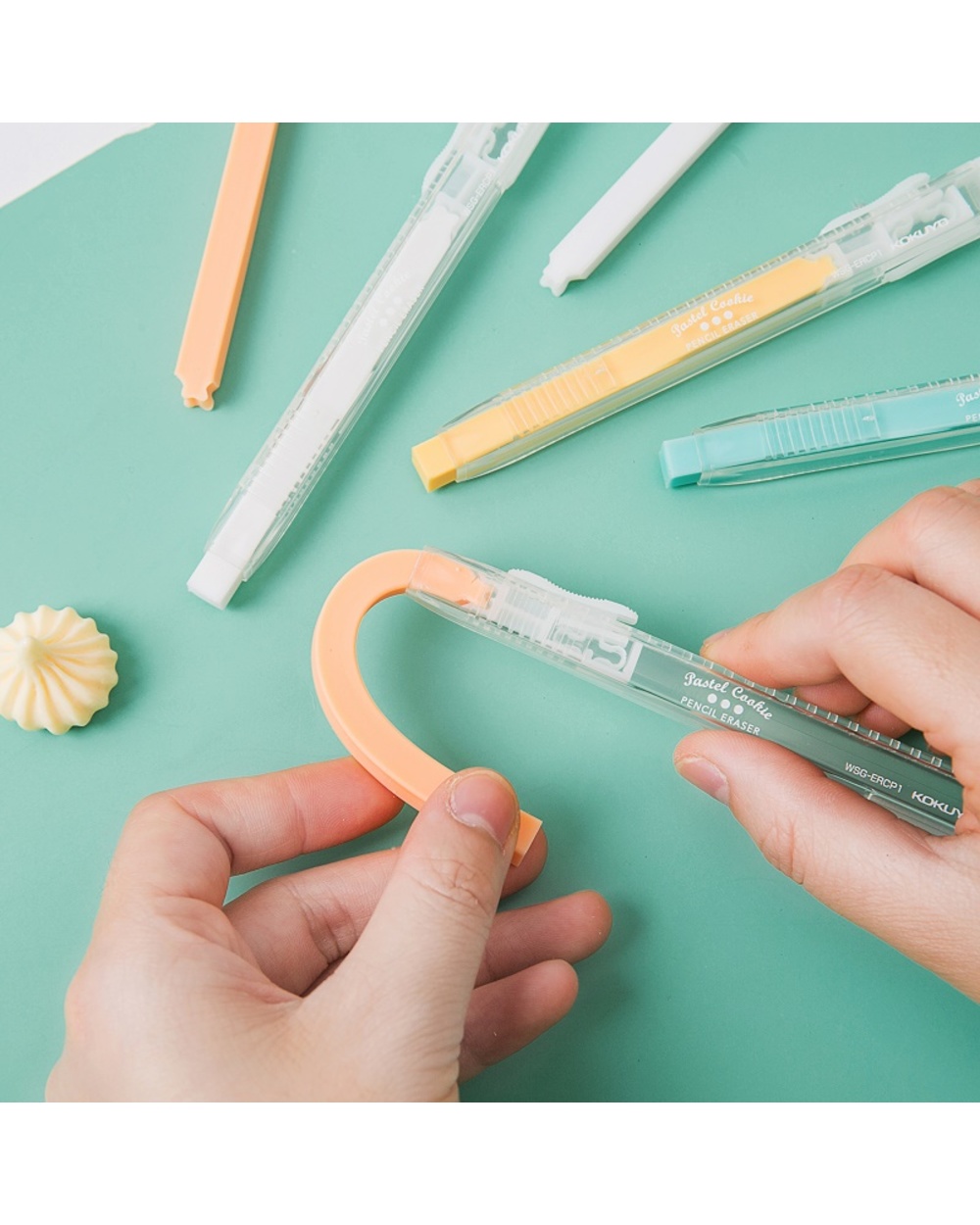 Kokuyo Pencil Eraser Pastel Cookie Series Color Stick Erasers Pen Replenishable Refill Japanese Stationery Office Schoo front-2