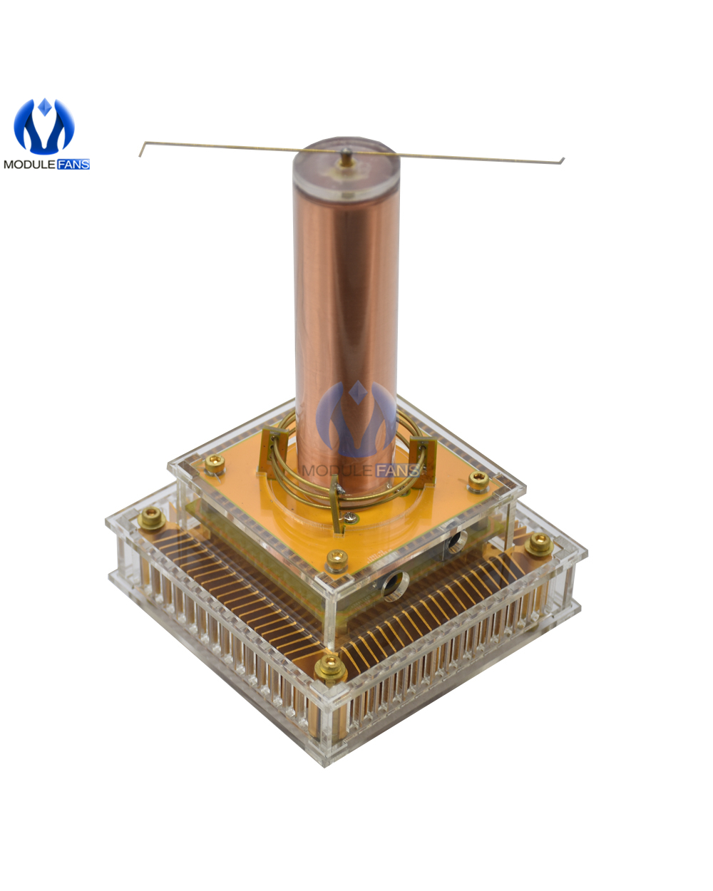 Musical Tesla Coil Music Plasma Speaker Dc8-32V Plasma Music Tesla Coil Module Golden With Acrylic Shell Eu/Us Power Pl front-4