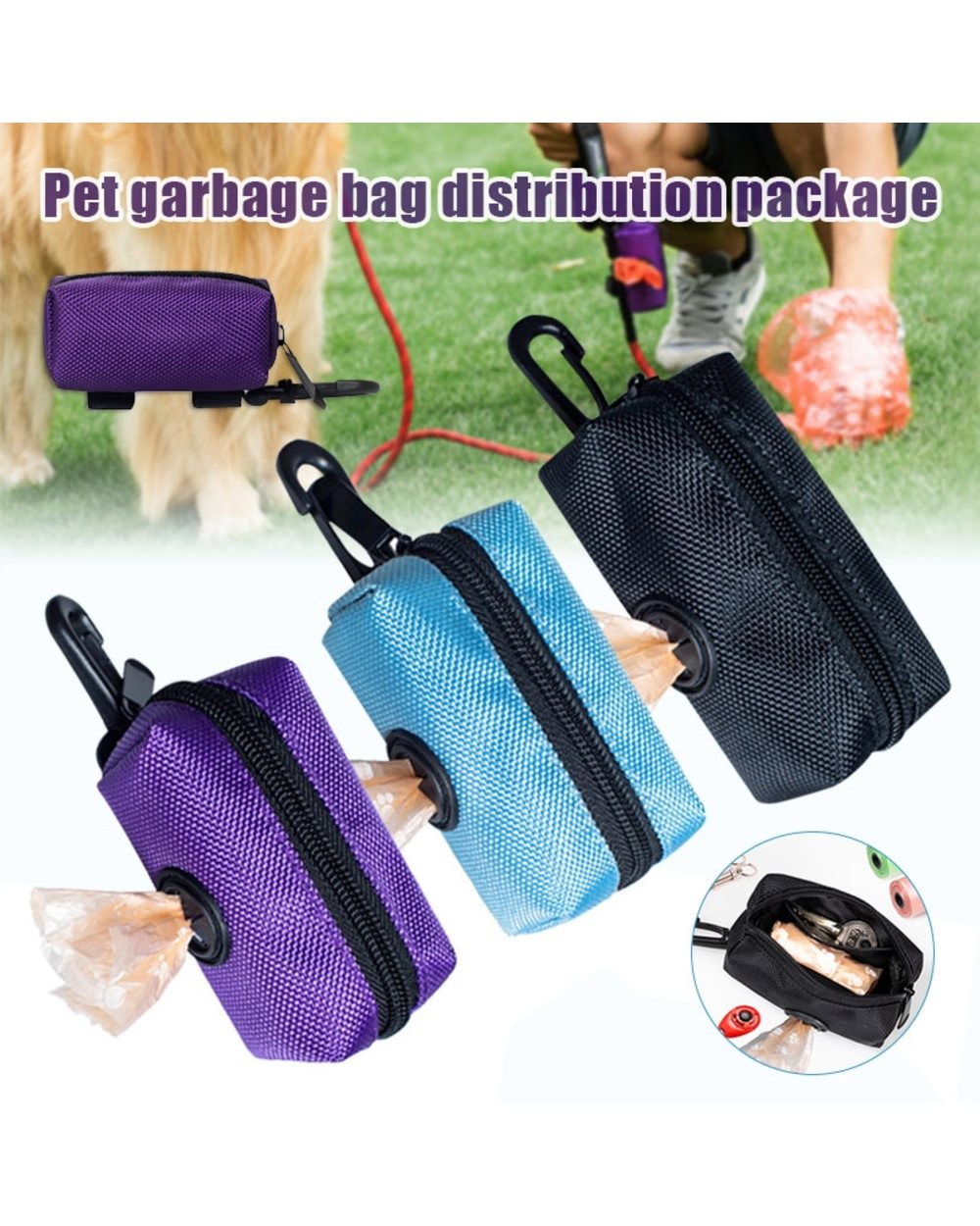 Pet Dog Poops Waste Bag Dispenser Poo Holder Portable Accessories for Walking Travel front-0