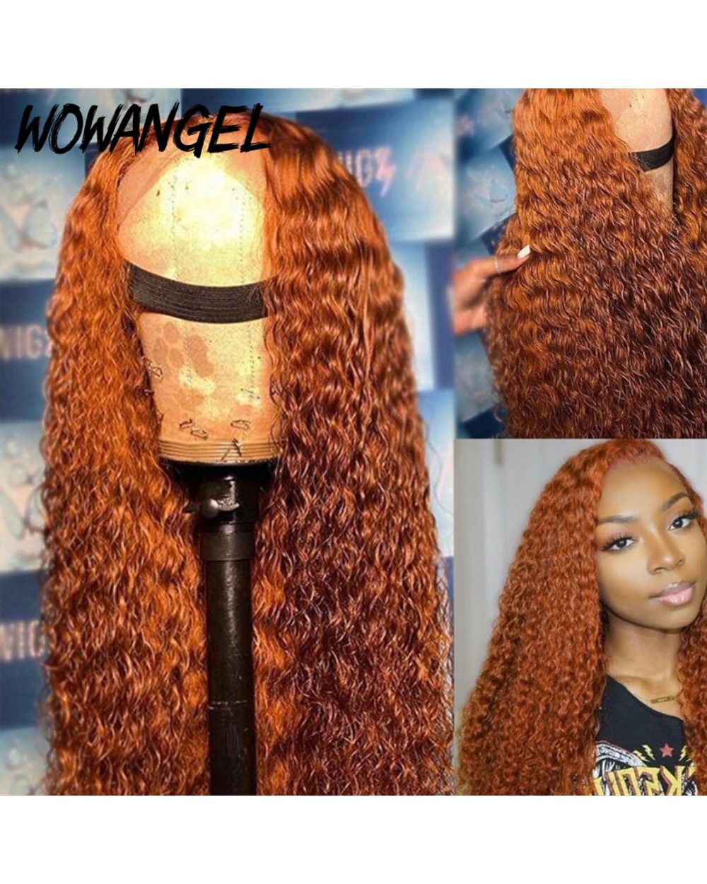 Burgundy 99J Blonde Ginger Orange Wig Kinky Curly Wig Lace Front Human Hair Wigs Brazilian Remy Hair Transparent Lace front-3