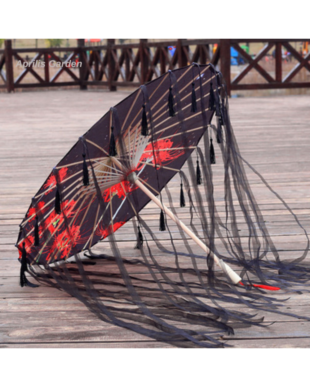 Silk Cloth Lace Umbrella Women Costume Pography Props Tasseled Umbrella Yarned Chinese Classical Oil-Paper Umbrella Par front-0
