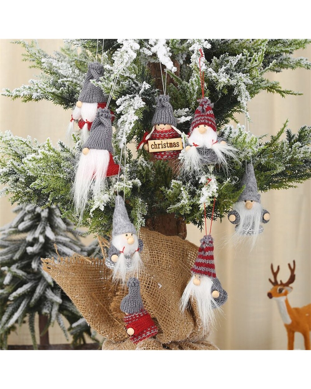 Set 2Pcs Happy New Year 2022 Gifts Toy Christmas Dolls Xmas Tree Pendant Ornaments Christmas Decorations for Home front-1