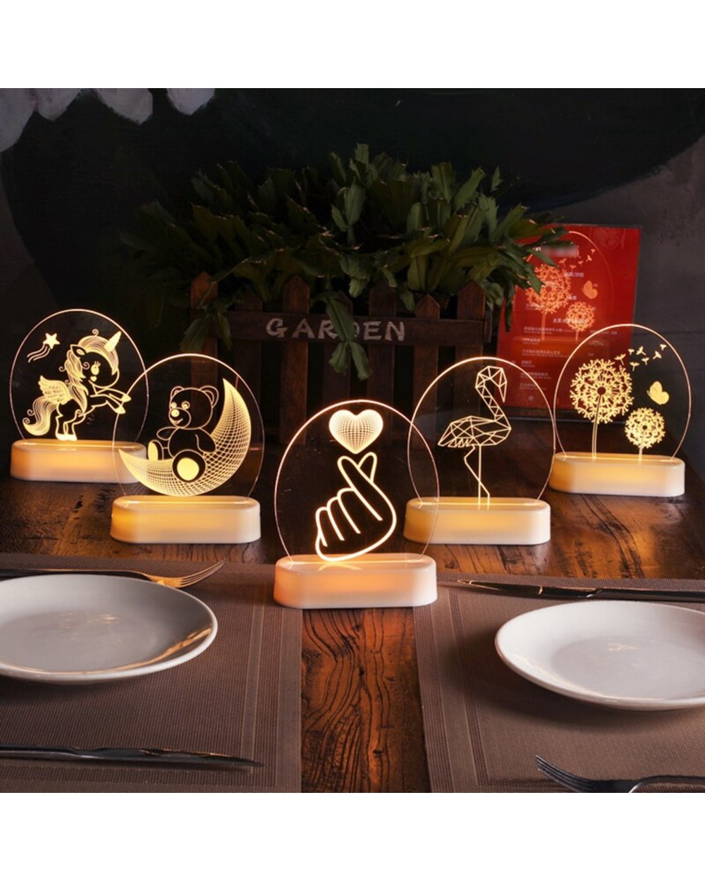 3D Acrylic Led String Light Love Wedding Heart Valentine's Day Party Decor Unicorn Birthday Gifts Baby Shower Kid Decor front-2