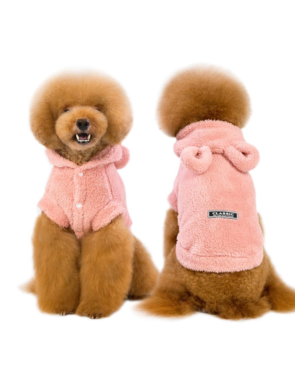 Warm Cat Clothes Winter Pet Puppy Kitten Coat Jacket For Small Medium Dog Cats Chihuahua Yorkshire Clothing Costume Pink front-1