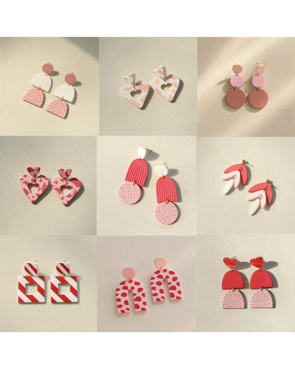 Korea Cute Macaron Pink Acrylic Earrings for Women front-0